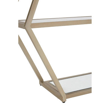 Roana Champagne Finish Mirrored Hexagon Shelf Unit