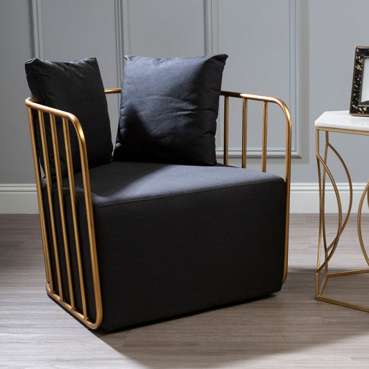 Rosina Black Linen Chair