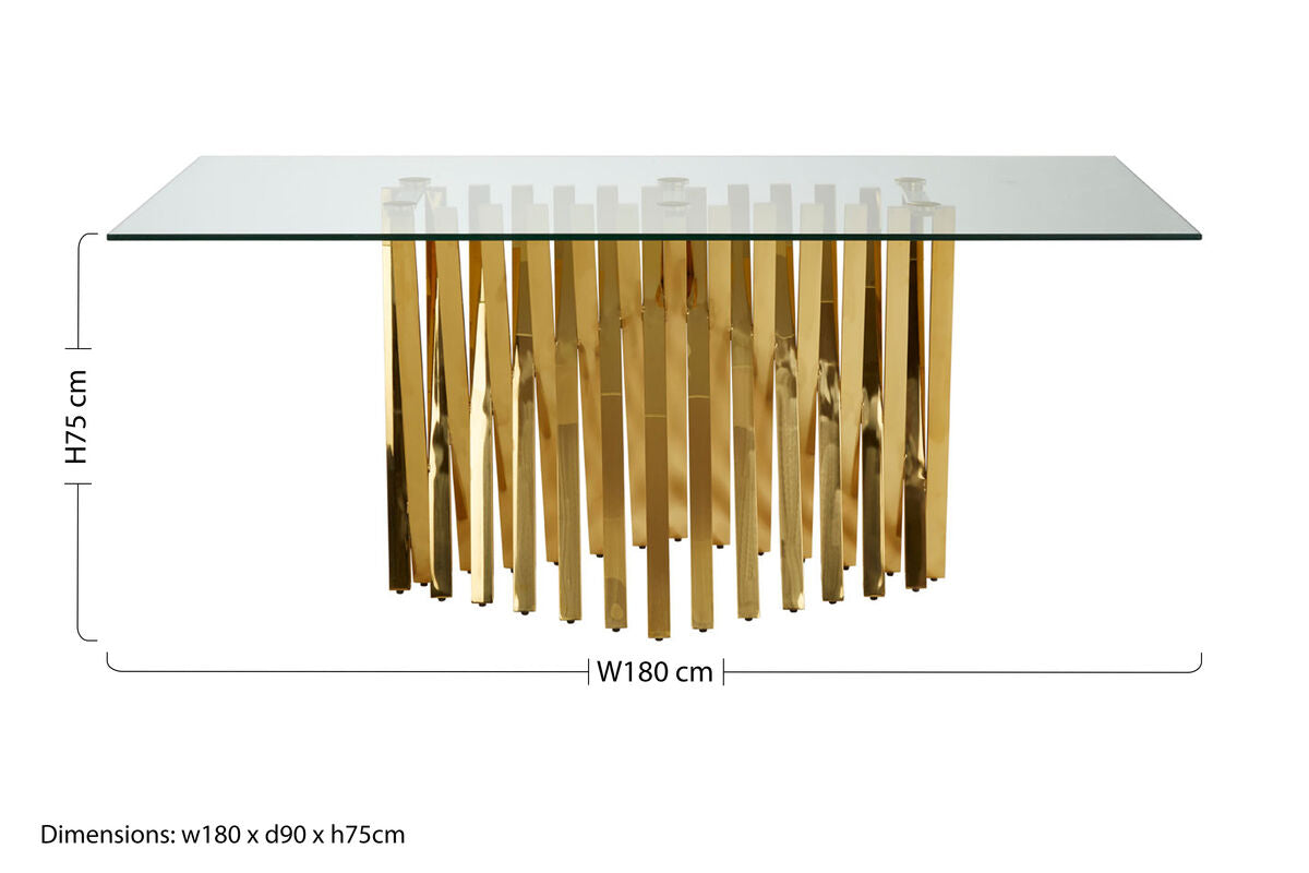 Arezzo Clear Glass Small Dining Table with Gold Finish Base