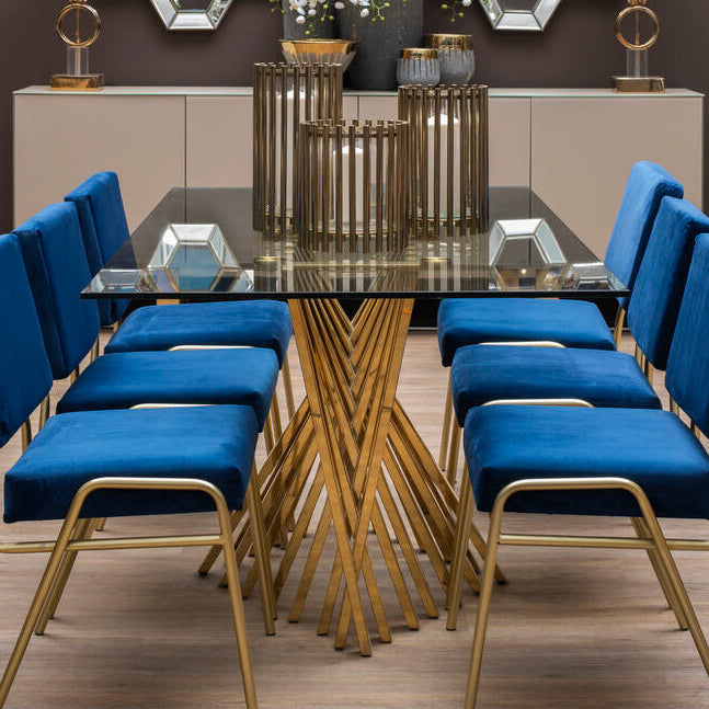 Arezzo Clear Glass Small Dining Table with Gold Finish Base