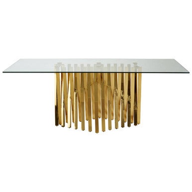 Arezzo Clear Glass Large Dining Table with Gold Finish Base
