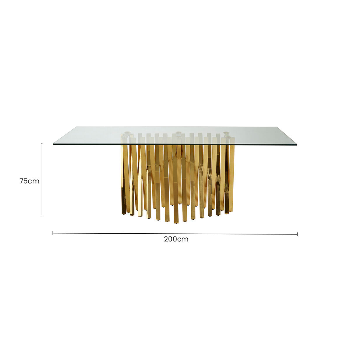 Arezzo Clear Glass Large Dining Table with Gold Finish Base