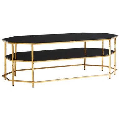 Arezzo Black Glass 2 Tier Coffee Table with Gold Finish Frame