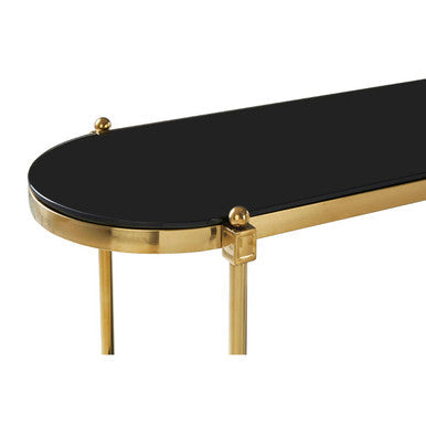 Arezzo Black Glass 2 Tier Console Table with Gold Finish Frame