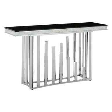 Eliza Black Glass and Silver Finish Console Table