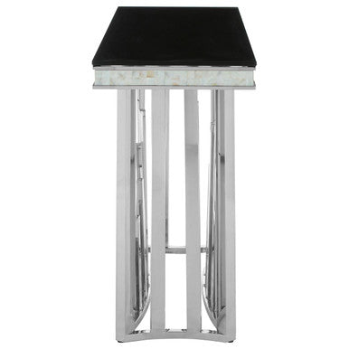 Eliza Black Glass and Silver Finish Console Table