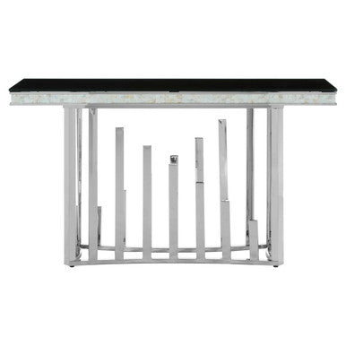 Eliza Black Glass and Silver Finish Console Table