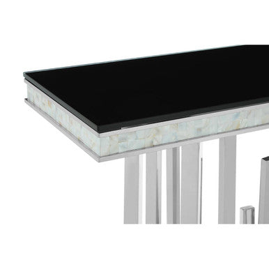 Eliza Black Glass and Silver Finish Console Table