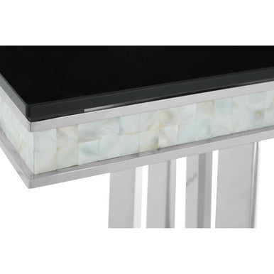 Eliza Black Glass and Silver Finish Console Table