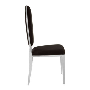 Eliza Black Velvet Dining Chair with Silver Finish Frame