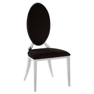 Eliza Black Velvet Dining Chair with Silver Finish Frame