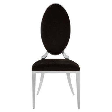Eliza Black Velvet Dining Chair with Silver Finish Frame