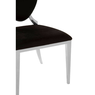 Eliza Black Velvet Dining Chair with Silver Finish Frame