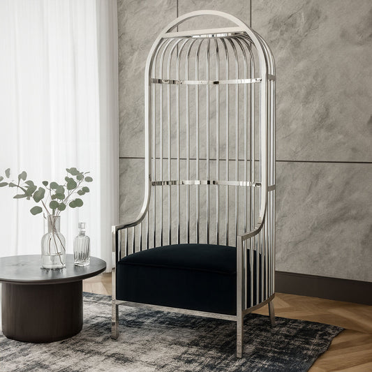Eliza Silver Finish Dome Cage Chair