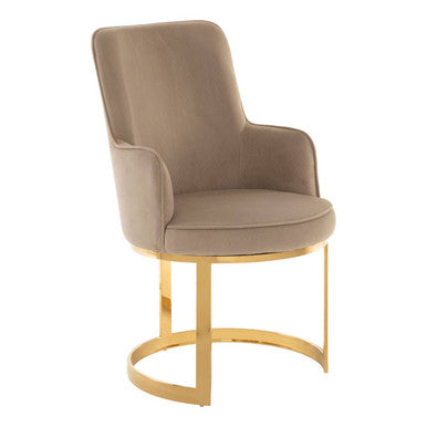Eliza Beige Velvet Dining Chair with Gold Finish Frame