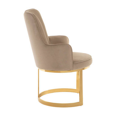 Eliza Beige Velvet Dining Chair with Gold Finish Frame