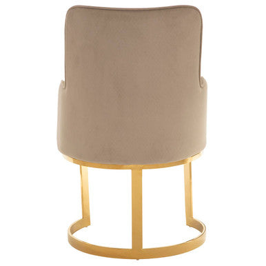 Eliza Beige Velvet Dining Chair with Gold Finish Frame