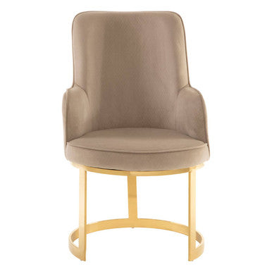 Eliza Beige Velvet Dining Chair with Gold Finish Frame