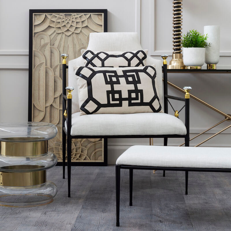 Monroe Natural Linen Chair with Black Metal Legs