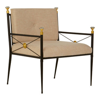 Monroe White Linen Lounge Chair