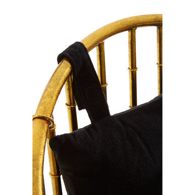 Monroe Black Velvet and Gold Finish Bamboo Design Armchair
