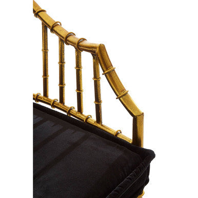 Monroe Black Velvet and Gold Finish Bamboo Design Armchair