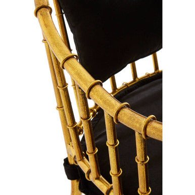 Monroe Black Velvet and Gold Finish Bamboo Design Armchair