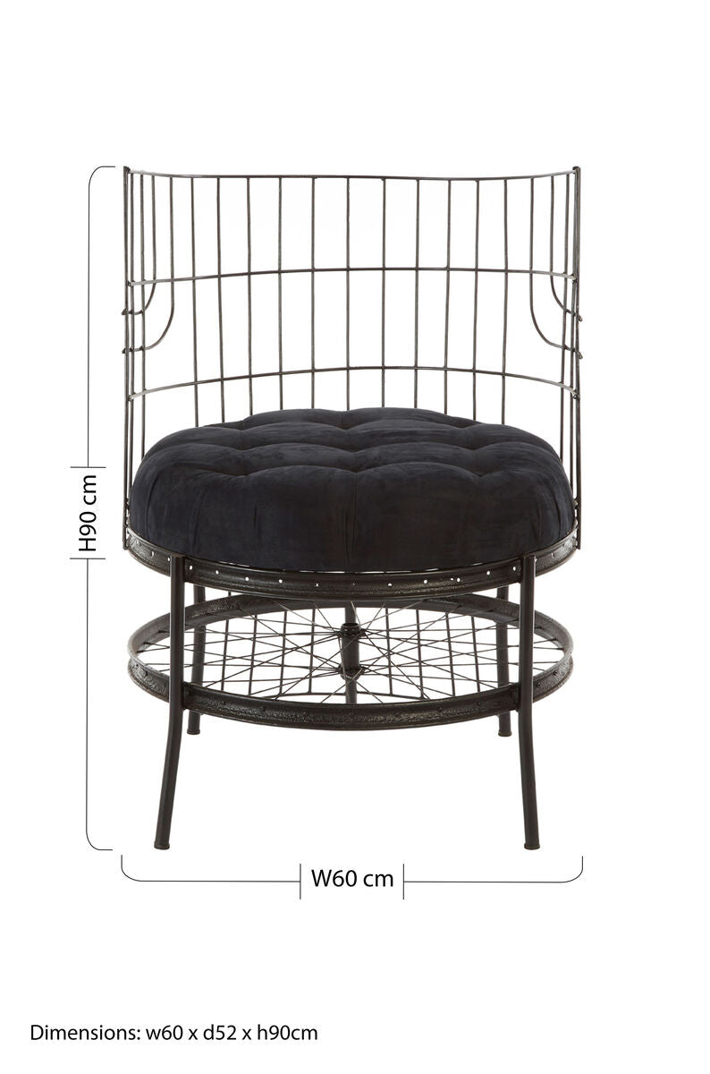 Mantis Black Fabric Wheel Design Chair