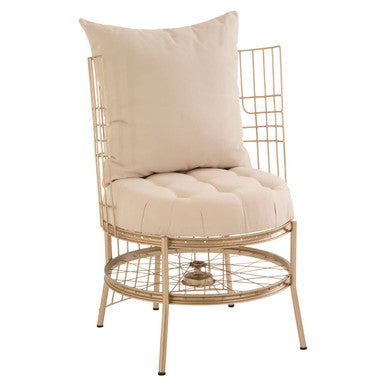 Mantis Natural Fabric and Champagne Finish Wheel Design Chair