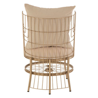 Mantis Natural Fabric and Champagne Finish Wheel Design Chair