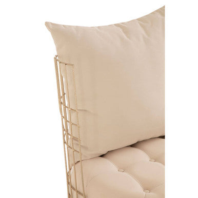 Mantis Natural Fabric and Champagne Finish Wheel Design Chair