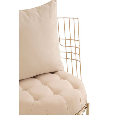 Mantis Natural Fabric and Champagne Finish Wheel Design Chair