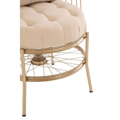 Mantis Natural Fabric and Champagne Finish Wheel Design Chair