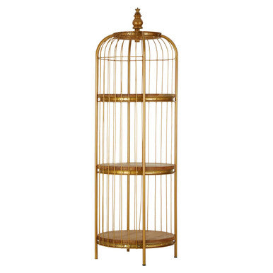 Medium Gold Finish Birdcage Shelf Unit | Mantis