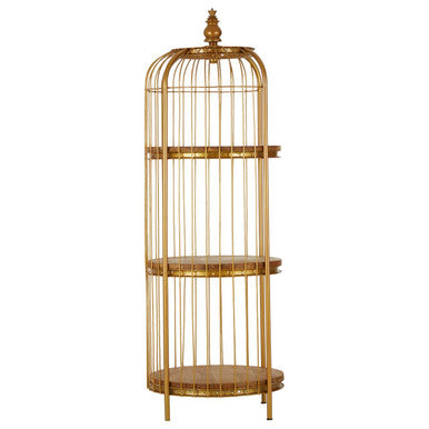 Medium Gold Finish Birdcage Shelf Unit | Mantis