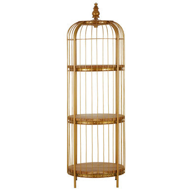 Medium Gold Finish Birdcage Shelf Unit | Mantis