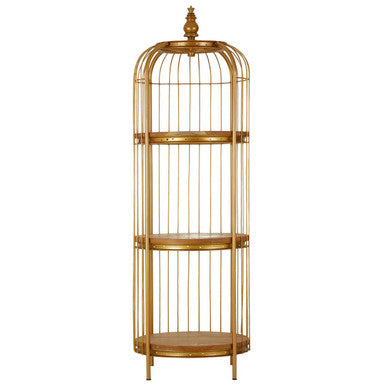 Medium Gold Finish Birdcage Shelf Unit | Mantis