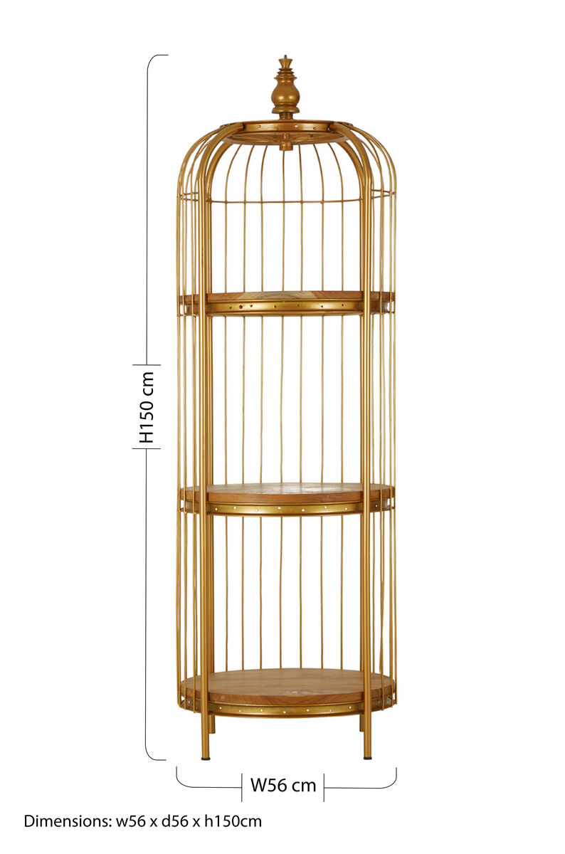 Medium Gold Finish Birdcage Shelf Unit | Mantis