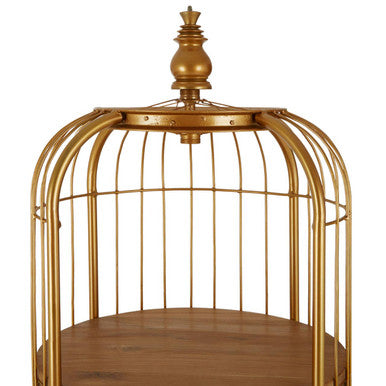 Medium Gold Finish Birdcage Shelf Unit | Mantis