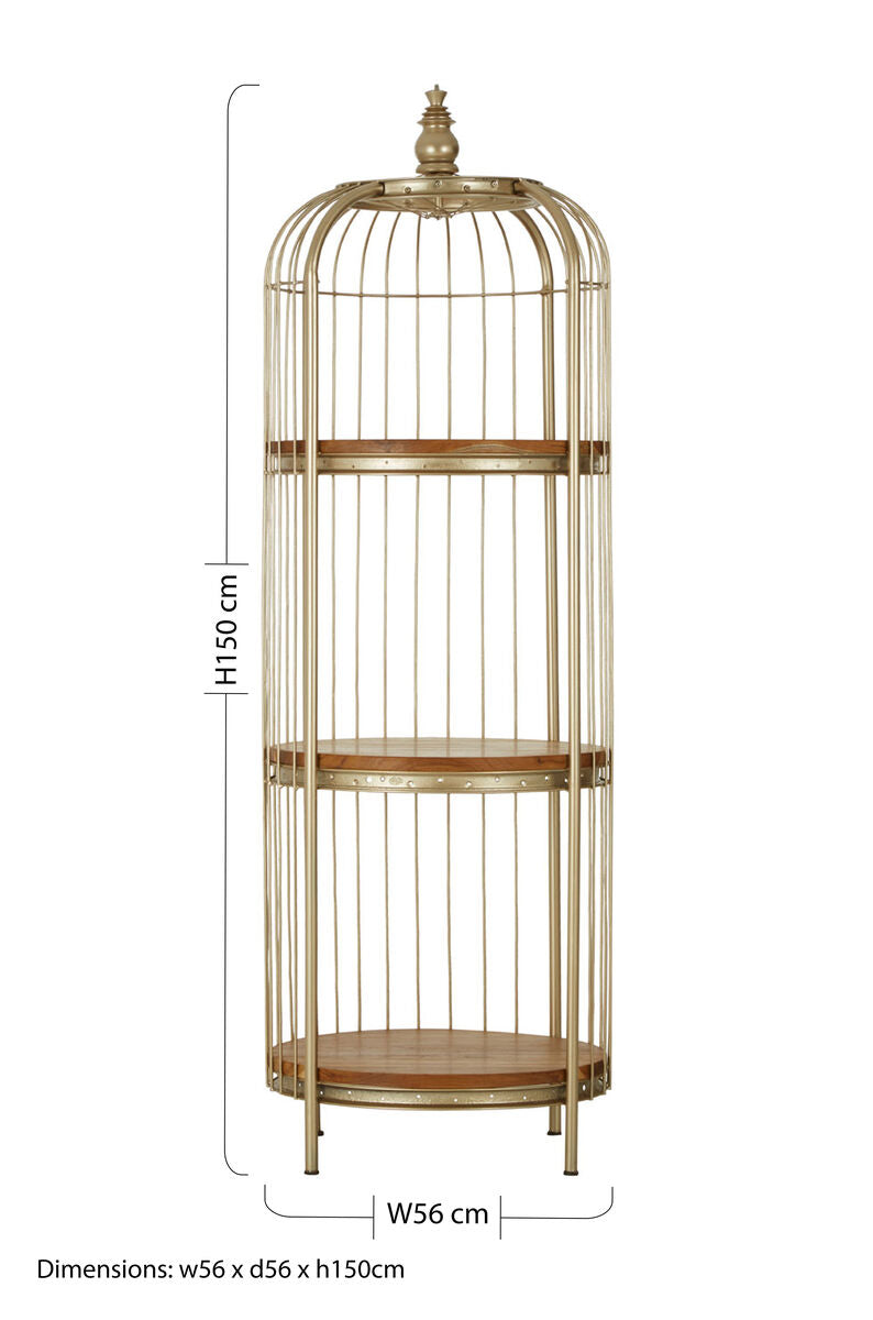3 Tier Champagne Gold Birdcage Shelf Unit | Mantis