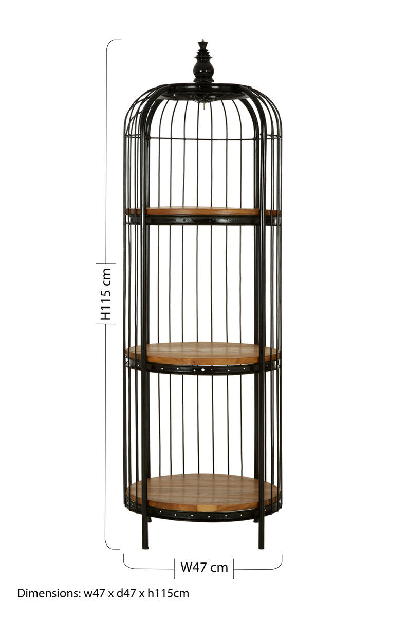 Mantis Black Finish Small 3 Tier Bird Cage Shelf Unit