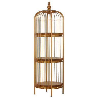Small 3 Tier Gold Finish Birdcage Shelf Unit | Mantis