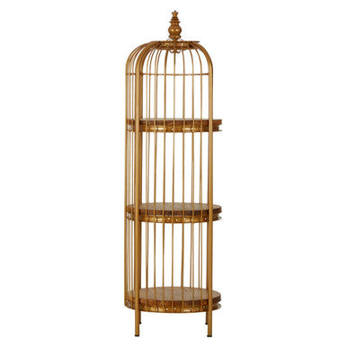 Small 3 Tier Gold Finish Birdcage Shelf Unit | Mantis