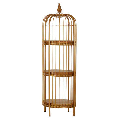 Small 3 Tier Gold Finish Birdcage Shelf Unit | Mantis
