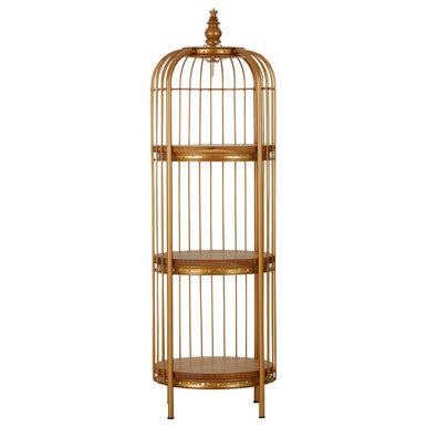 Small 3 Tier Gold Finish Birdcage Shelf Unit | Mantis