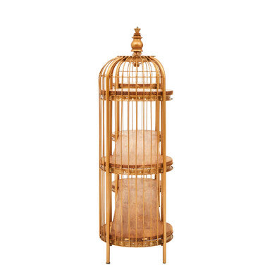Long Gold Finish Birdcage Shelf Unit | Mantis