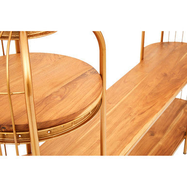 Long Gold Finish Birdcage Shelf Unit | Mantis