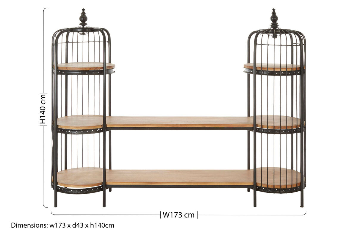 Long Black Finish Birdcage Shelf Unit | Mantis