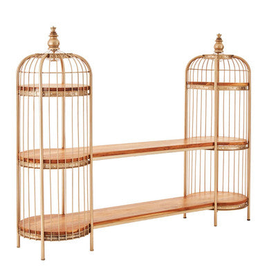 Champagne Gold Finish Birdcage Shelf Unit | Mantis