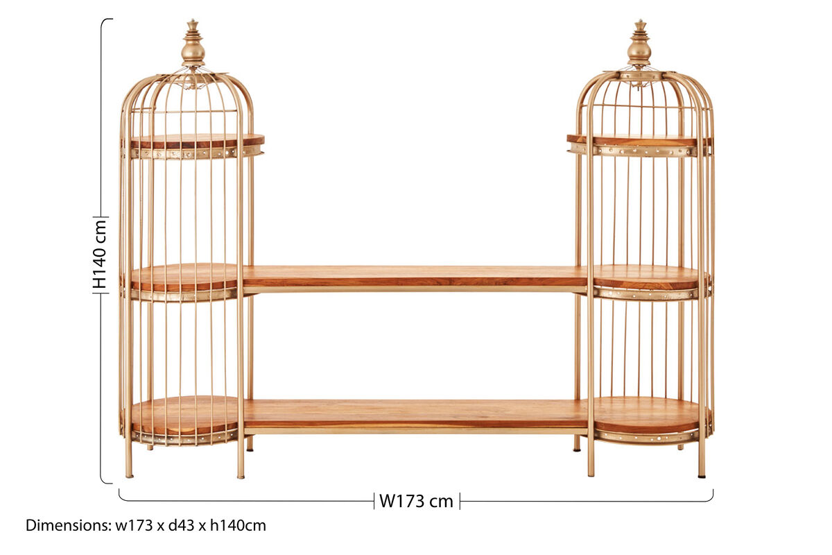 Champagne Gold Finish Birdcage Shelf Unit | Mantis